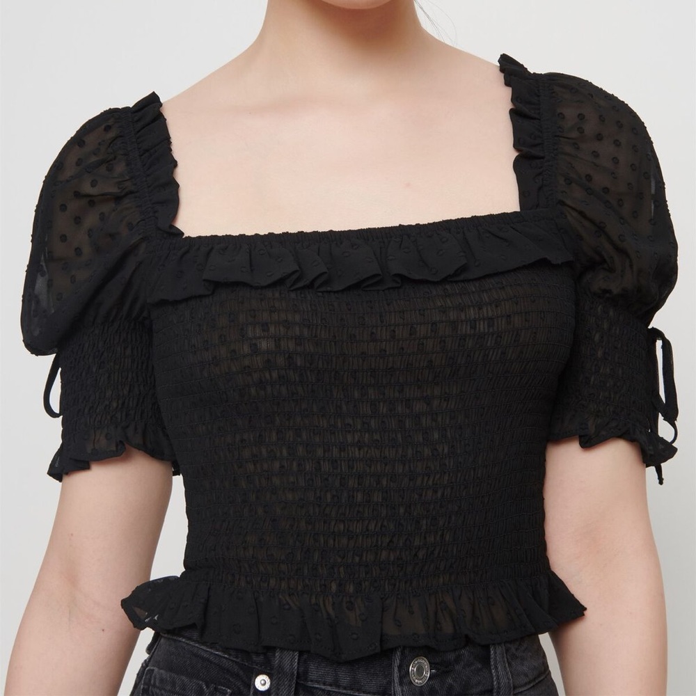 Dynamite Smocked Chiffon Tee